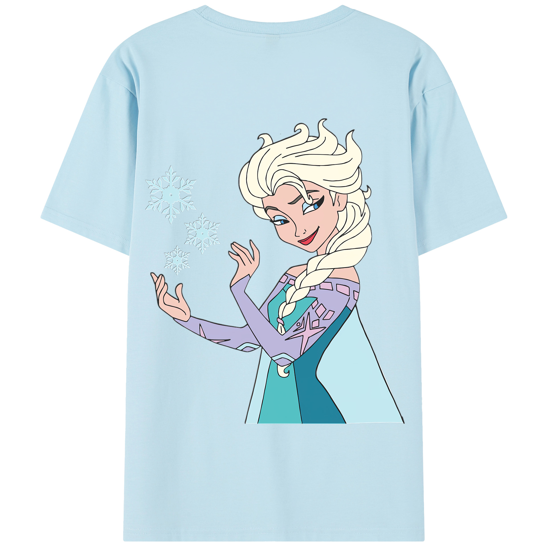 （画像用） アナと雪の女王 アンナ エルサ Frozen Anna Elsa 綿100％半袖Tシャツ（背面プリント）